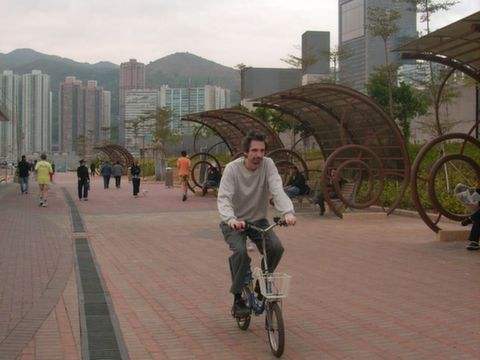 Mr Gregor on bicycle